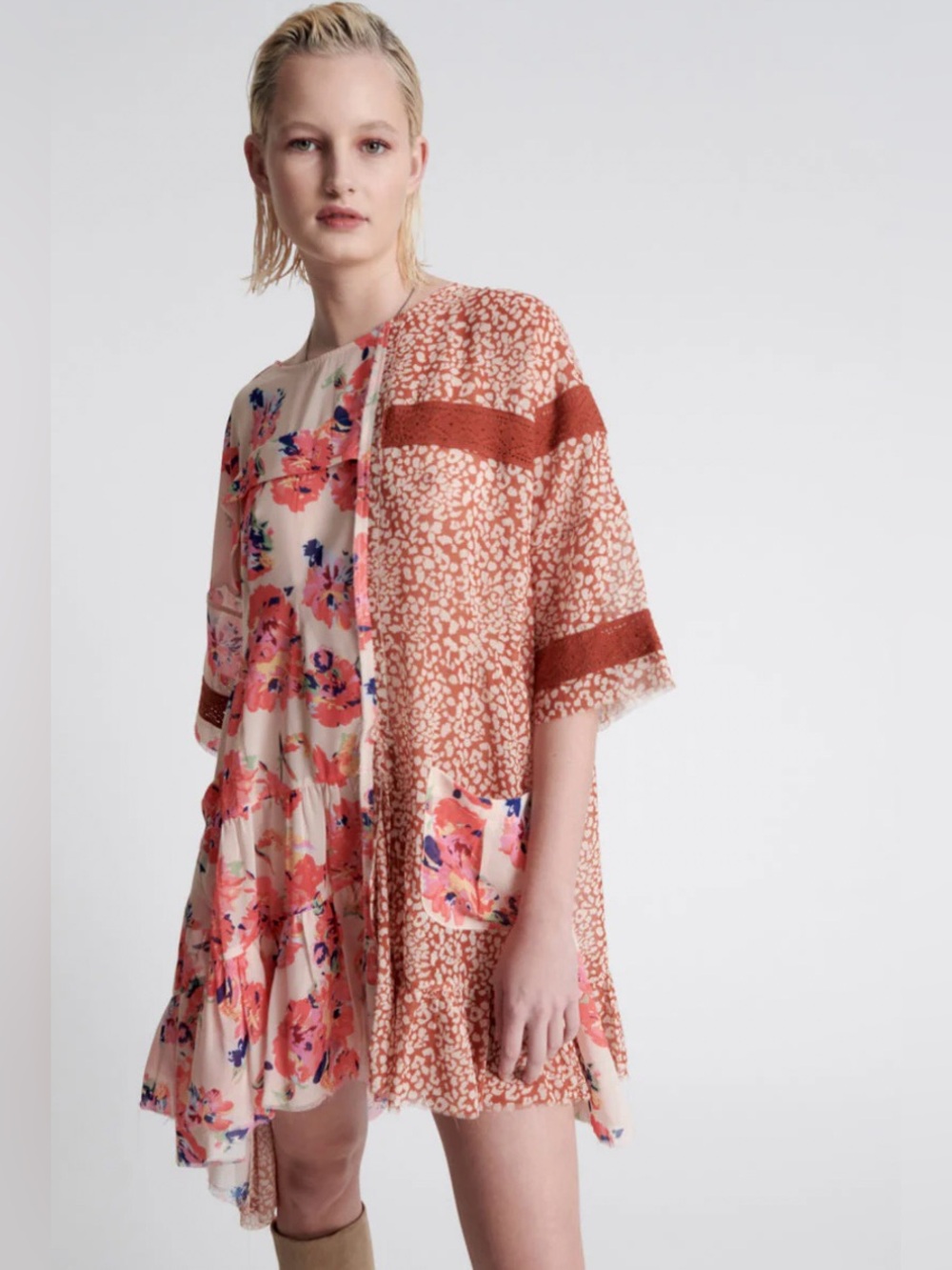 NWT | One Teaspoon Mystic Flower Boho dress - Asymmetric Mini Dress | Size XL